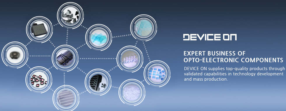 Expert business of opto-electronic components DEVICE ON supplies top-quality products through validated capabilities in technology development and mass production.
